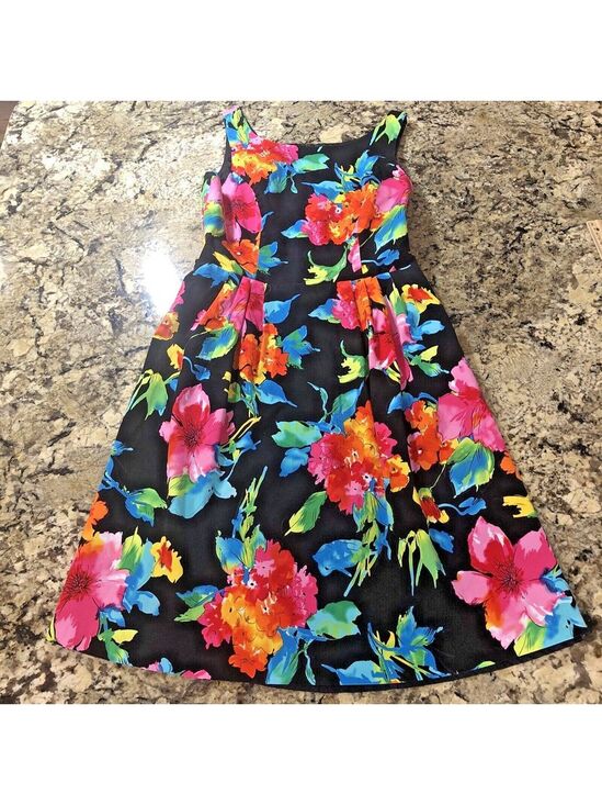 Denver Hayes Dresses & Skirts - Size 6 Denver Hayes Womens Dress Black Bright Floral Fun Keen Length Nice Colors